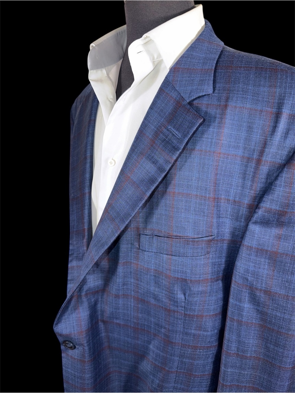 BIG & TALL PETER MILLAR BLUE CRIMSON WINDOWPANE SPORT COAT SZ 54R